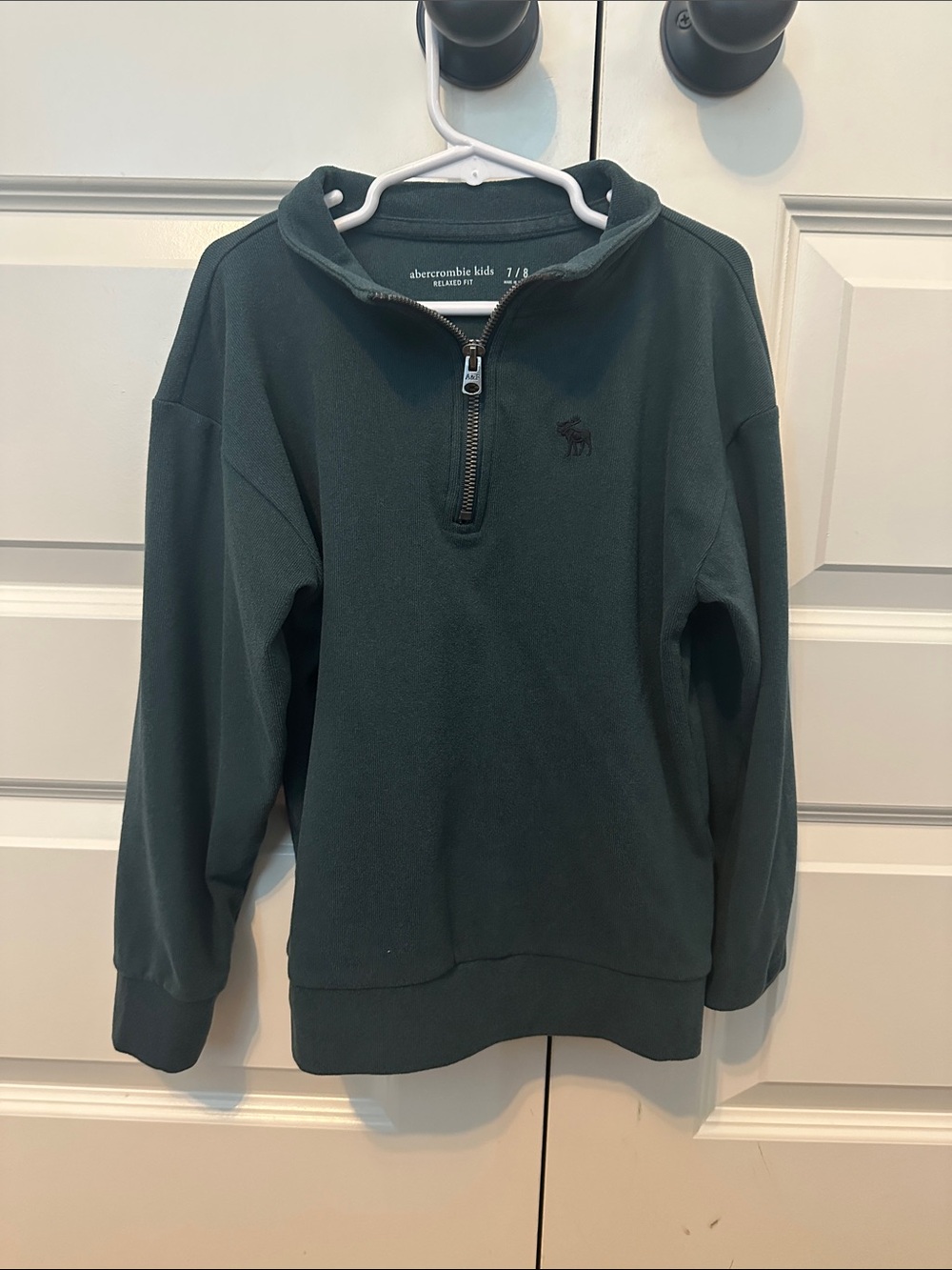 abercrombie kids dark green half-zip sweater